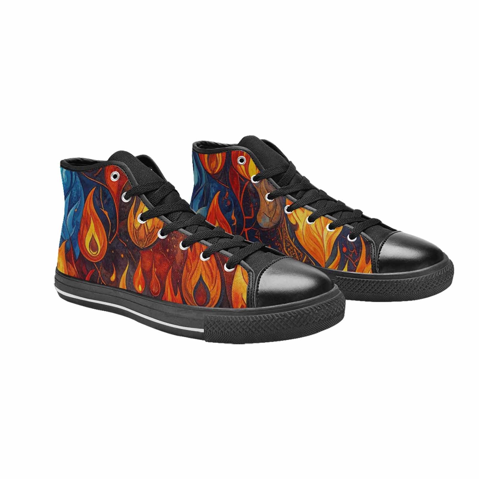 MEN'S Fire Flame High Top Canvas Cottagecore Custom Sneakers