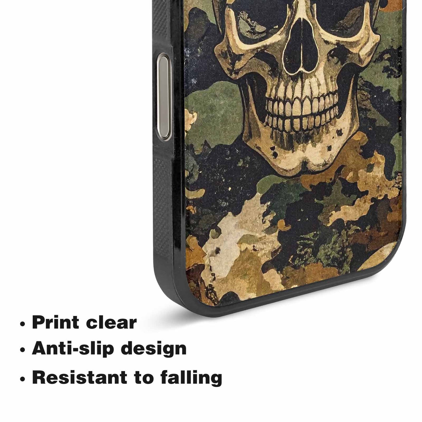 iPhone 16 Pro Max Case — Military Camo Skull Custom, Unique Phone Case Design