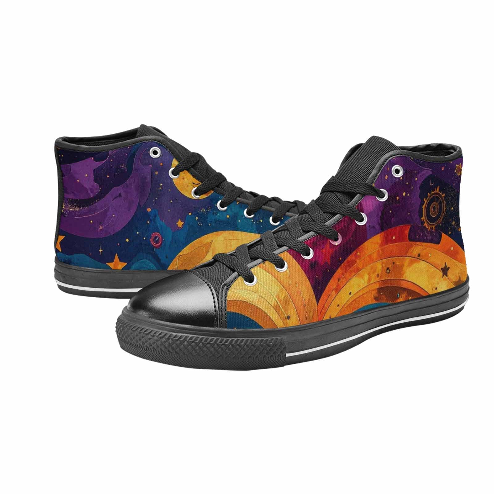 WOMEN'S Steampunk Galaxy High Top Canvas Neon Fantasy Shoes