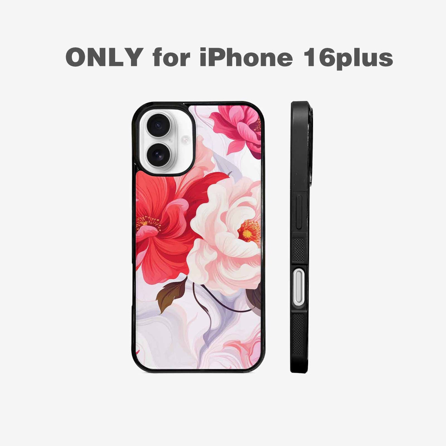 iPhone 16 Plus Case — Marble Floral Custom, Custom Printed Phone Case