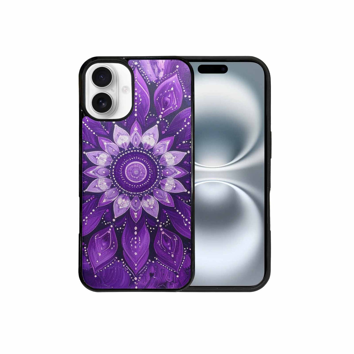 iPhone 16 Plus Case — Purple Mandala Bohemian Print Edge To, Custom Art Phone Cover