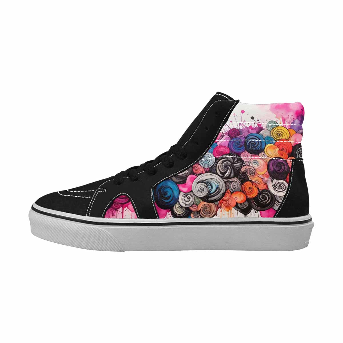 WOMEN'S Tie Dye Black & Pink Ink High Top Canvas Boutique Vivid Customized Sneakers