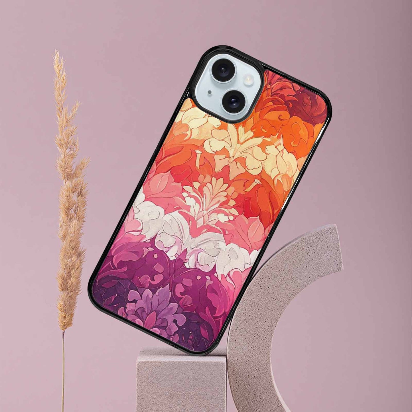 iPhone 15 Plus Case — Lesbian Flag Color Theme Small Rainbow, Unique Phone Case Design