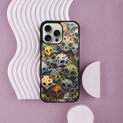 iPhone 16 Pro Max Case — Aliens Camo Aliens Pattern Hundreds Of, Custom Printed Phone Case