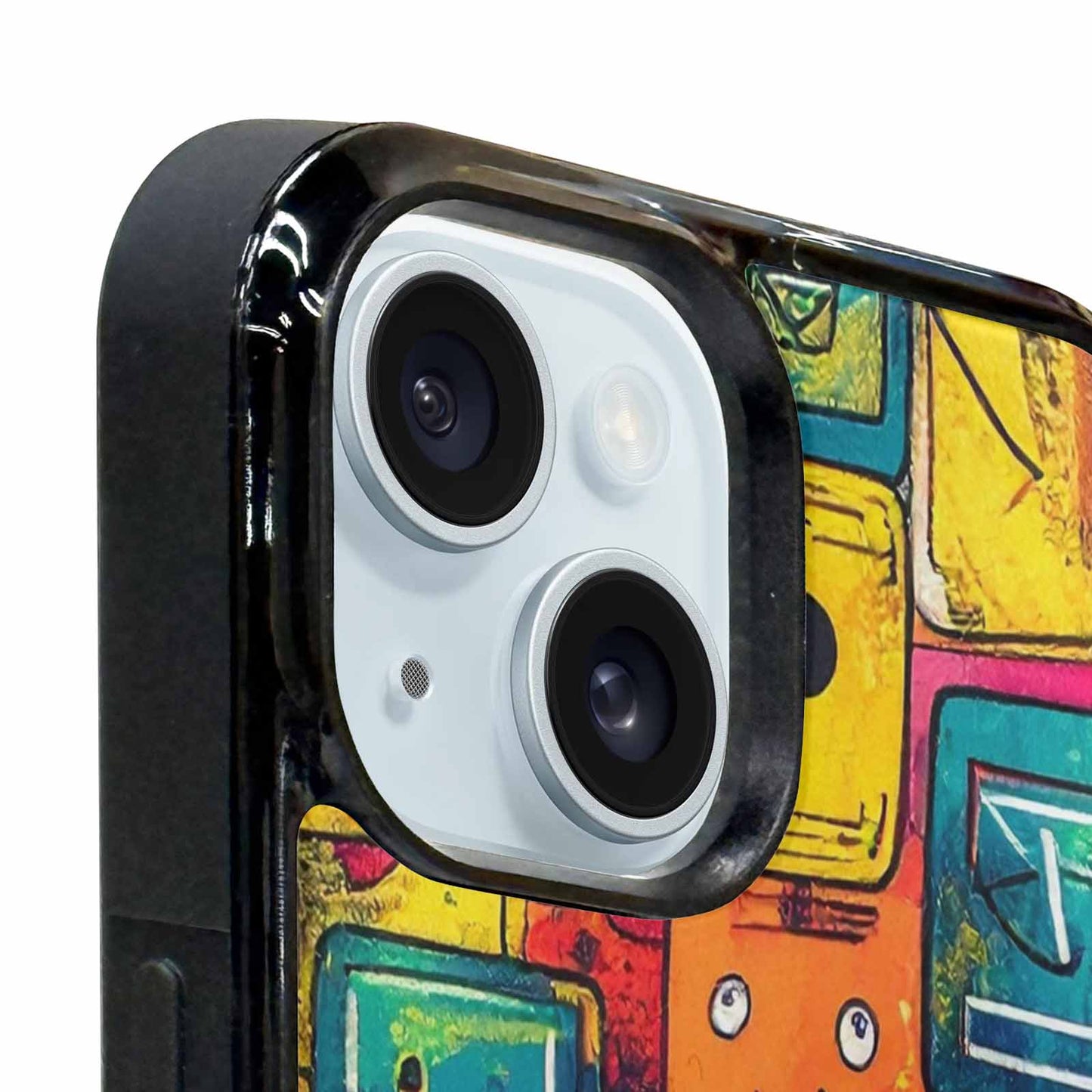 iPhone 15 Case — Hand Drawn Icon Doodle Pattern Hundreds, Custom Phone Case