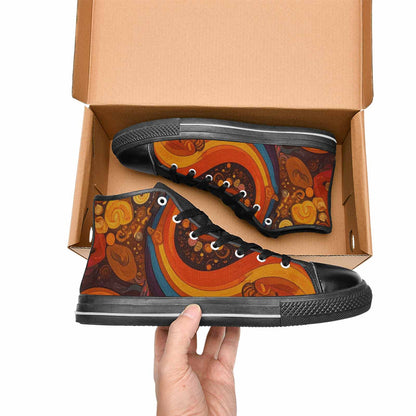 WOMEN'S Groovy 70S Peace High Top Canvas Grunge Custom Shoes