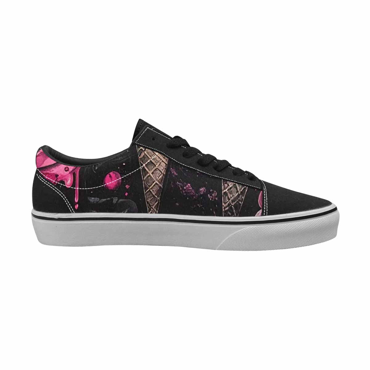 WOMEN'S Ice Cream Motif Lace-Up Canvas Vivid Sneakers