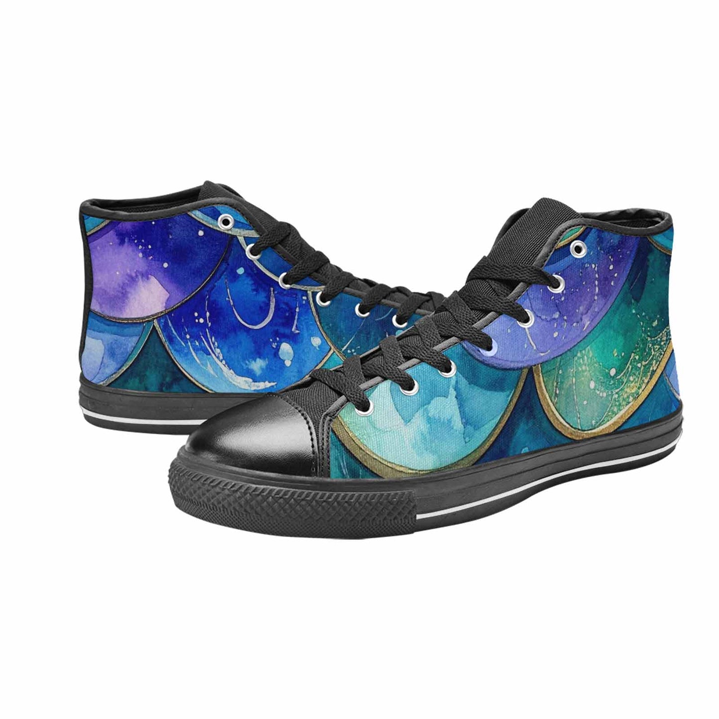 MEN'S Mermaid Scale High Top Canvas Vivid Sneakers