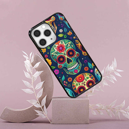 iPhone 15 Pro Max Case — Rainbow Sugar Skull Weave, Original Design Phone Case