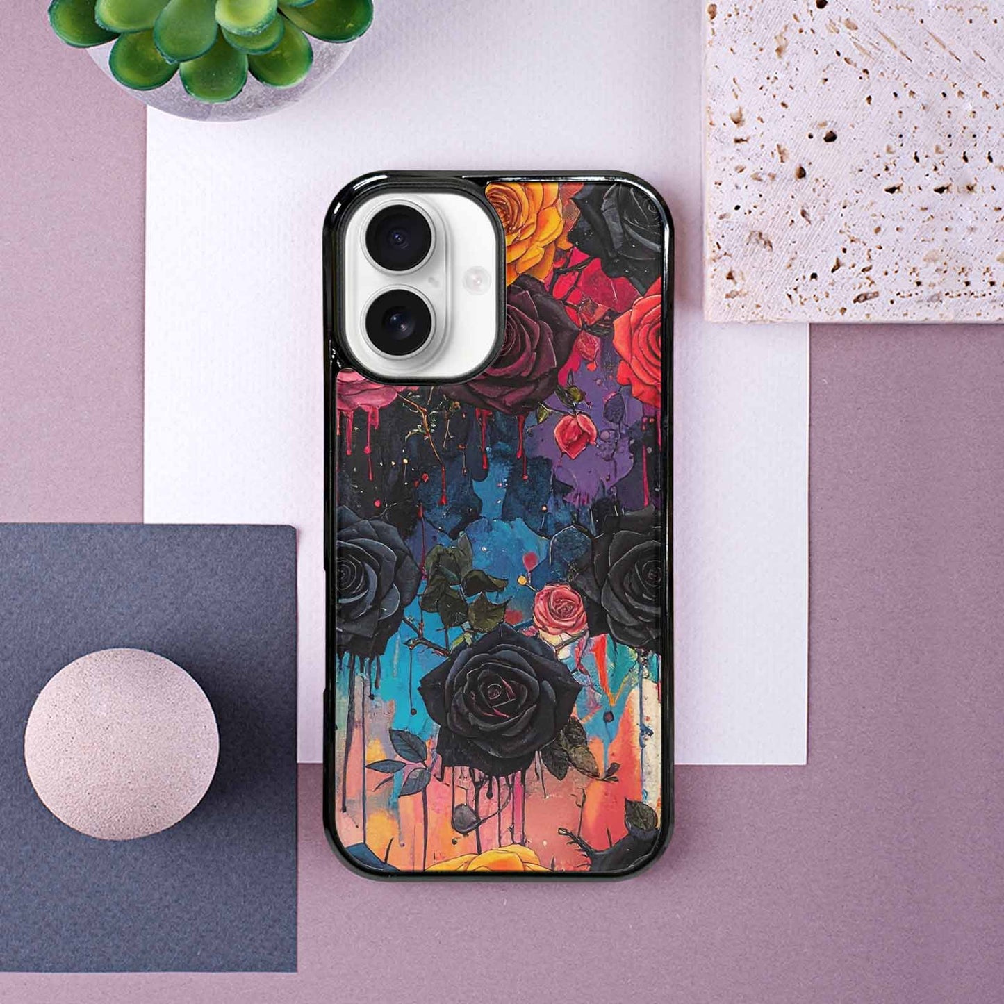 iPhone 16 Case — Gothic Rose Gothic Roses Pattern Hundreds, Original Design Phone Case