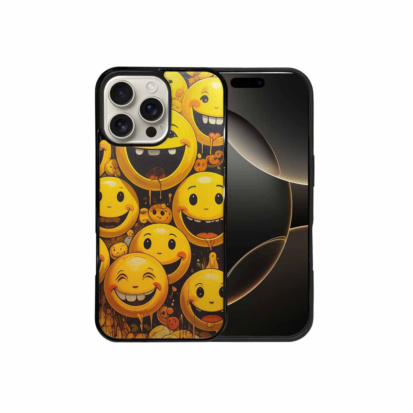 iPhone 16 Pro Max Case — Melting Moon Smiley Red Splatt, Custom Made Phone Cover