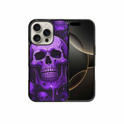iPhone 16 Pro Case — Monochrome Purple Skeletons Neon Drip Melting, Custom Designed Case Cover