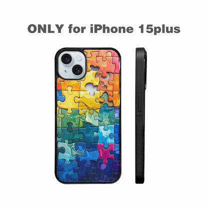 iPhone 15 Plus Case — Autism Puzzle Pieces Puzzle Piece Pattern, Custom Print Case Cover