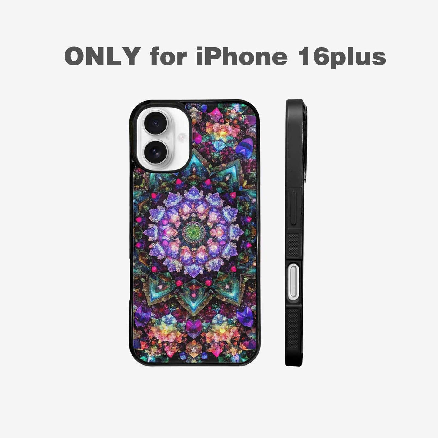 iPhone 16 Plus Case — Crystal Mandala Art Seamless Pattern Vibrant, Original Design Phone Case