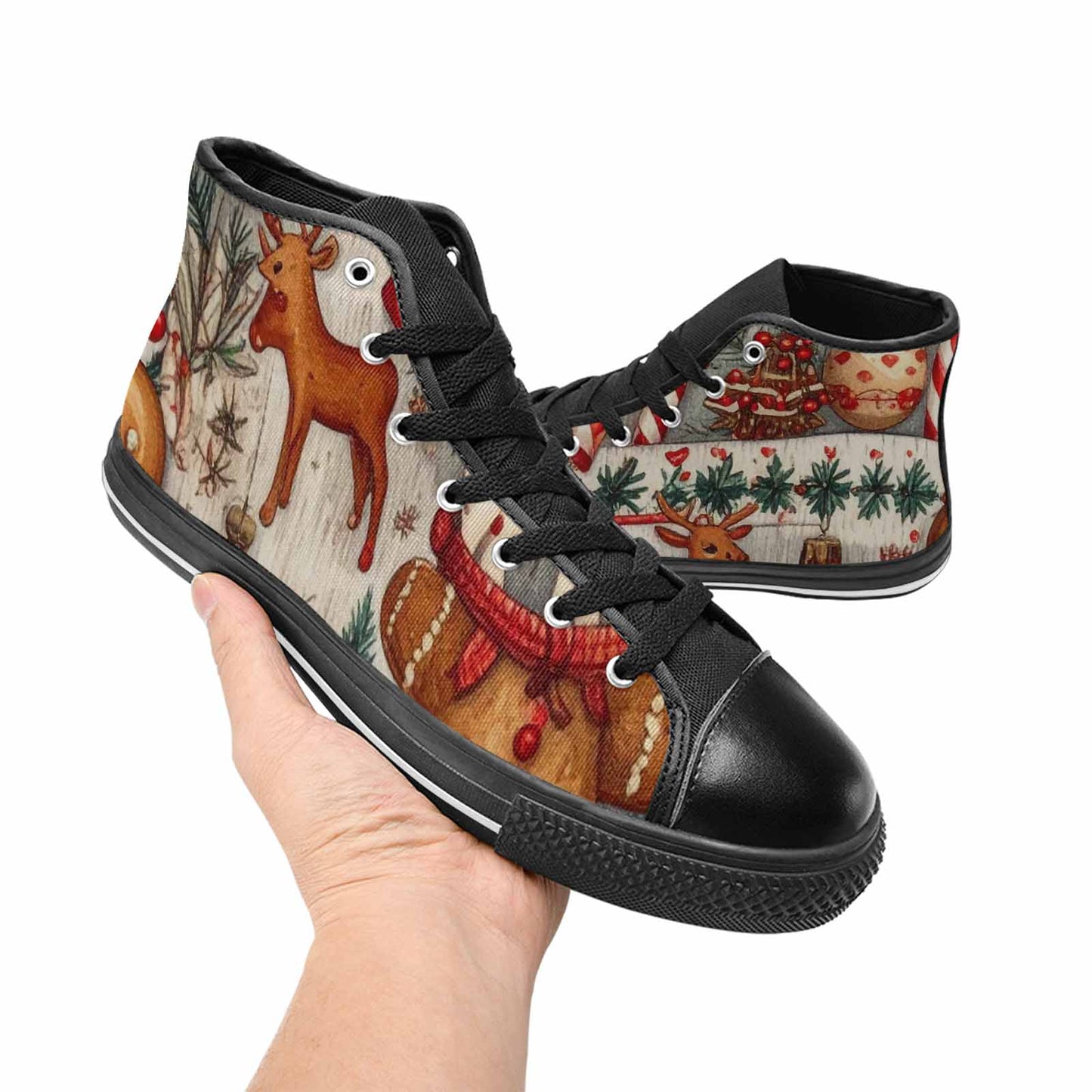 WOMEN'S Christmas Holly Snowflake High Top Canvas Y2K Shoes