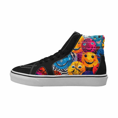 MEN'S Smiley Faces High Top Canvas Neon Fantasy Custom Shoes