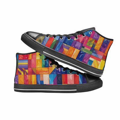 MEN'S Transgender Flag Color High Top Canvas Vibrant Chaos Shoes