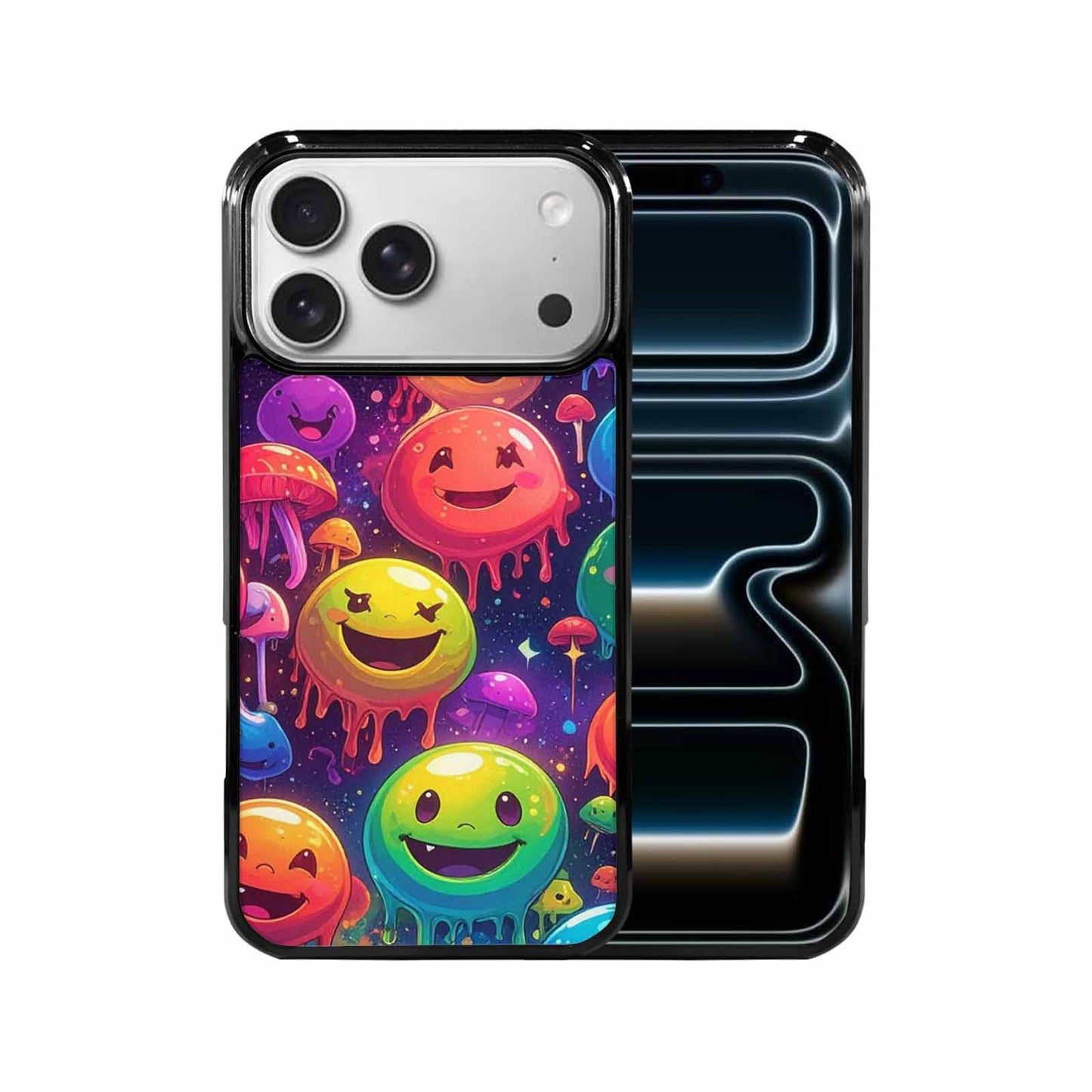 iPhone 17 Pro Max Case — Melting Rainbow Smiley Faces Original Art, Custom Phone Case