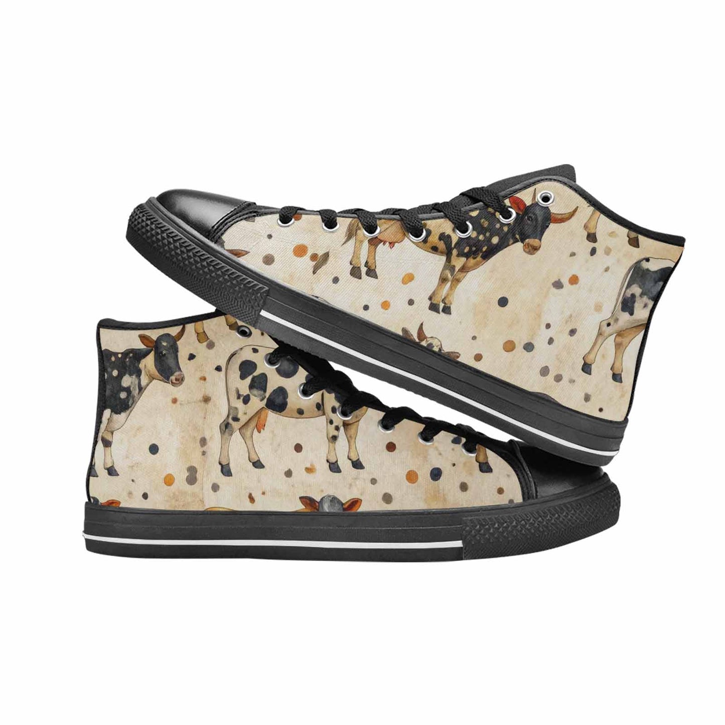 MEN'S Cow Animal Print High Top Canvas Grunge Shoes