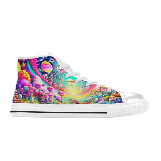MEN'S Trippy World Art 8 High Top Canvas Vivid Sneakers