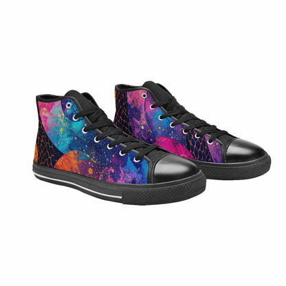 MEN'S Galaxy Snake Print High Top Canvas Vibrant Chaos Sneakers