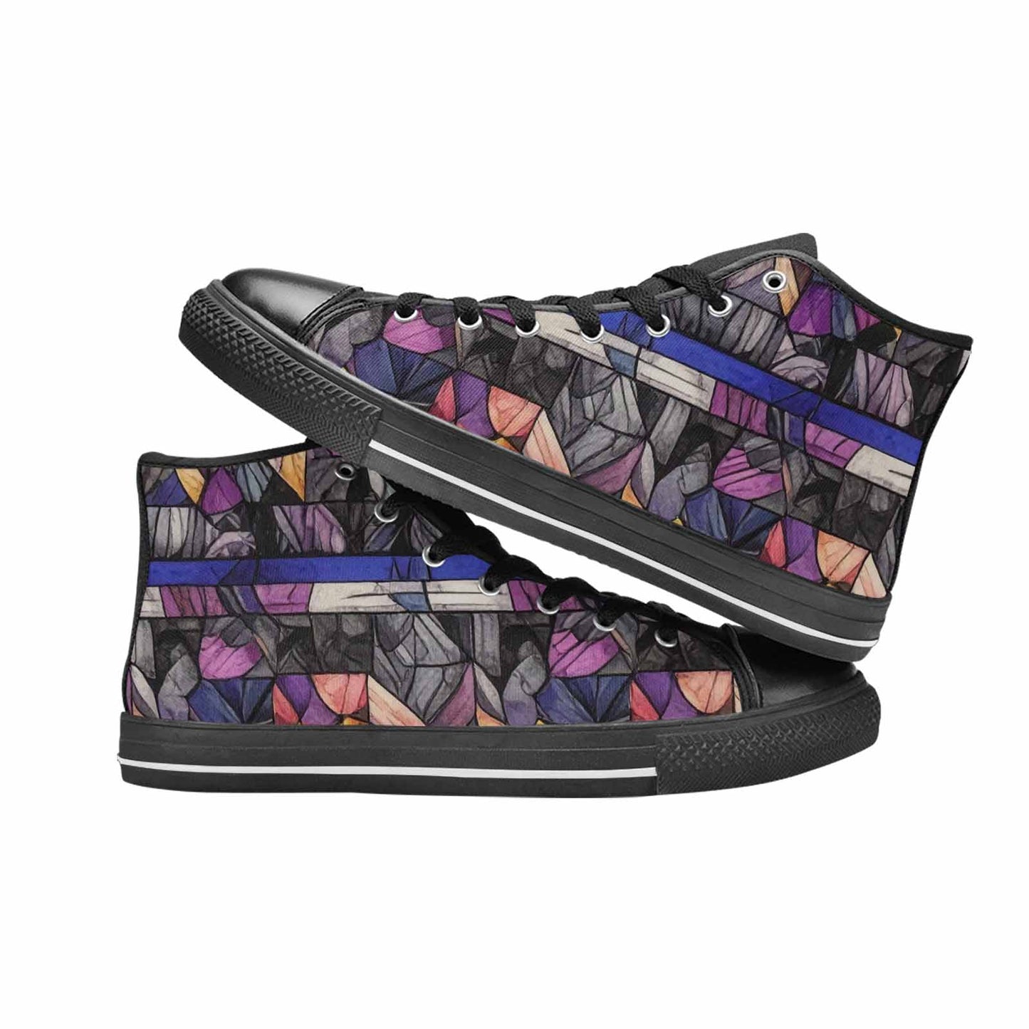 MEN'S Asexual Flag Color High Top Canvas Aesthetic Custom Sneakers