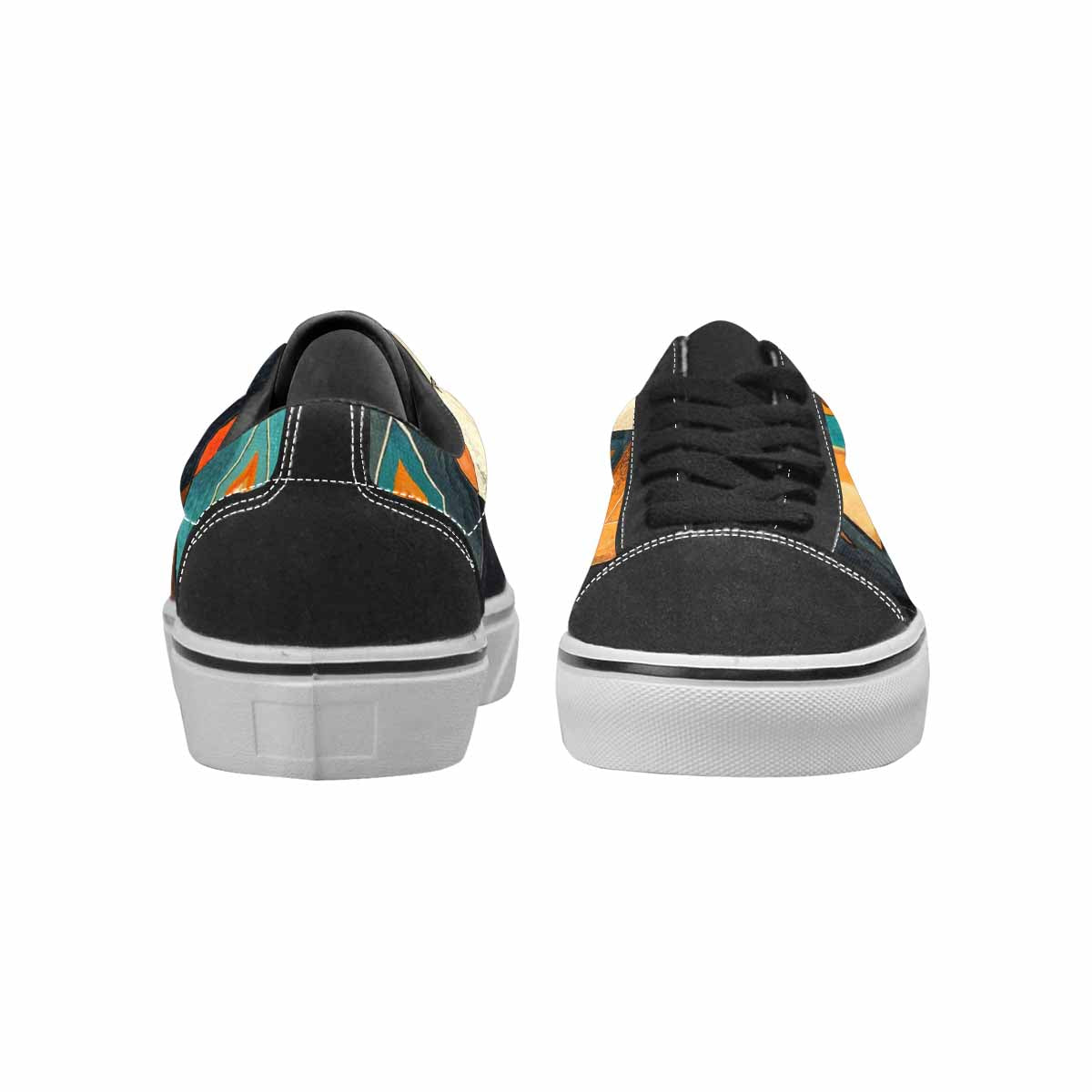 WOMEN'S Southwestern Geometric Diamond Canvas Lace-Up Neon Fantasy Custom Sneakers