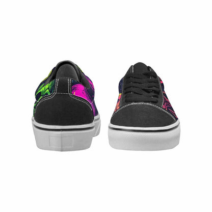 WOMEN'S Skulls - Neon Canvas Lace-Up Surreal Custom Sneakers