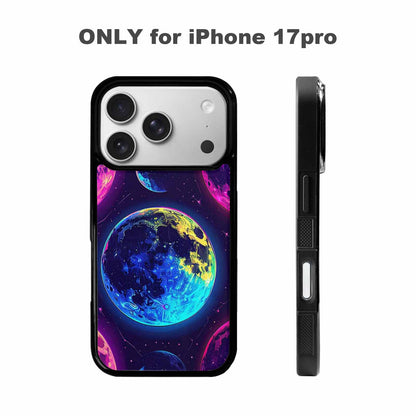 iPhone 17 Pro Case — Neon Winter Moon Seamless Cartoon Cute, Unique Phone Case Design
