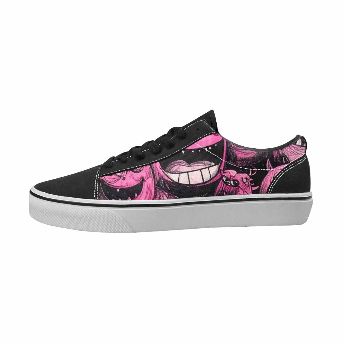 WOMEN'S Monsters Black & Pink Ink Canvas Streetwear Cottagecore Custom Shoes