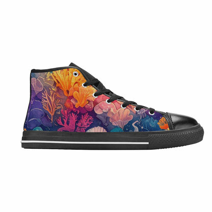 MEN'S Fish Scale Coral High Top Canvas Cottagecore Custom Shoes