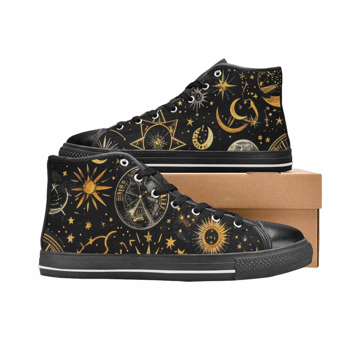 WOMEN'S Zodiac Constellation Star High Top Canvas Surreal Custom Sneakers