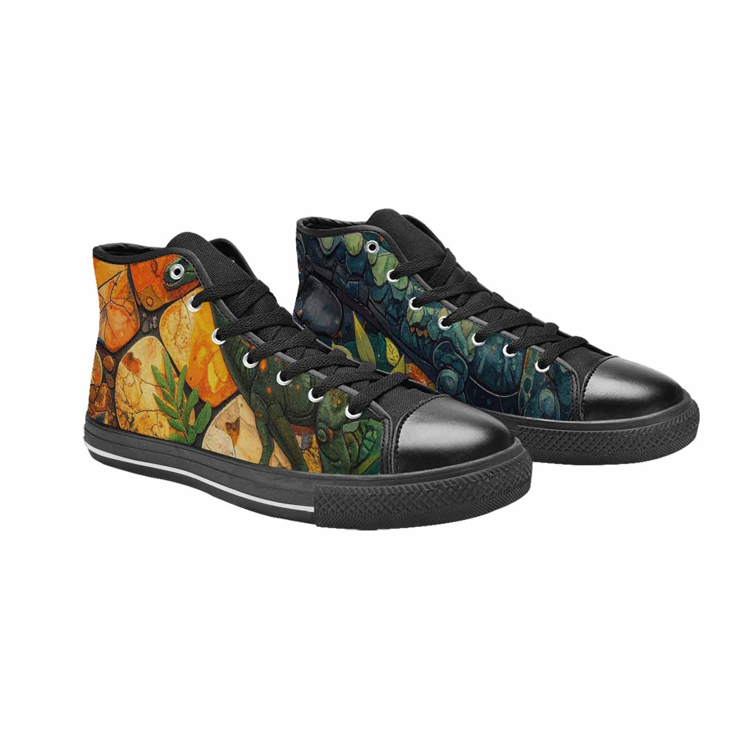 MEN'S Dinosaur Silhouette High Top Canvas Wallpaper Art Custom Sneakers