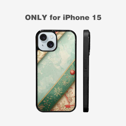 iPhone 15 Case — Christmas Wrapping Paper Pattern Art Wallpaper, Custom Printed Phone Case