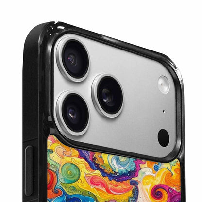 iPhone 17 Pro Case — Tie Dye Swirls Black Blue Tie, Original Design Phone Case