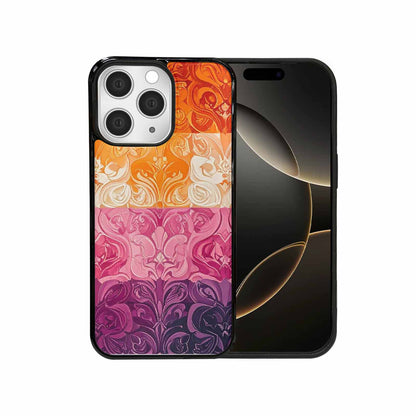 iPhone 15 Pro Max Case — Lesbian Flag Color Theme Small Rainbow, Custom Made Phone Cover