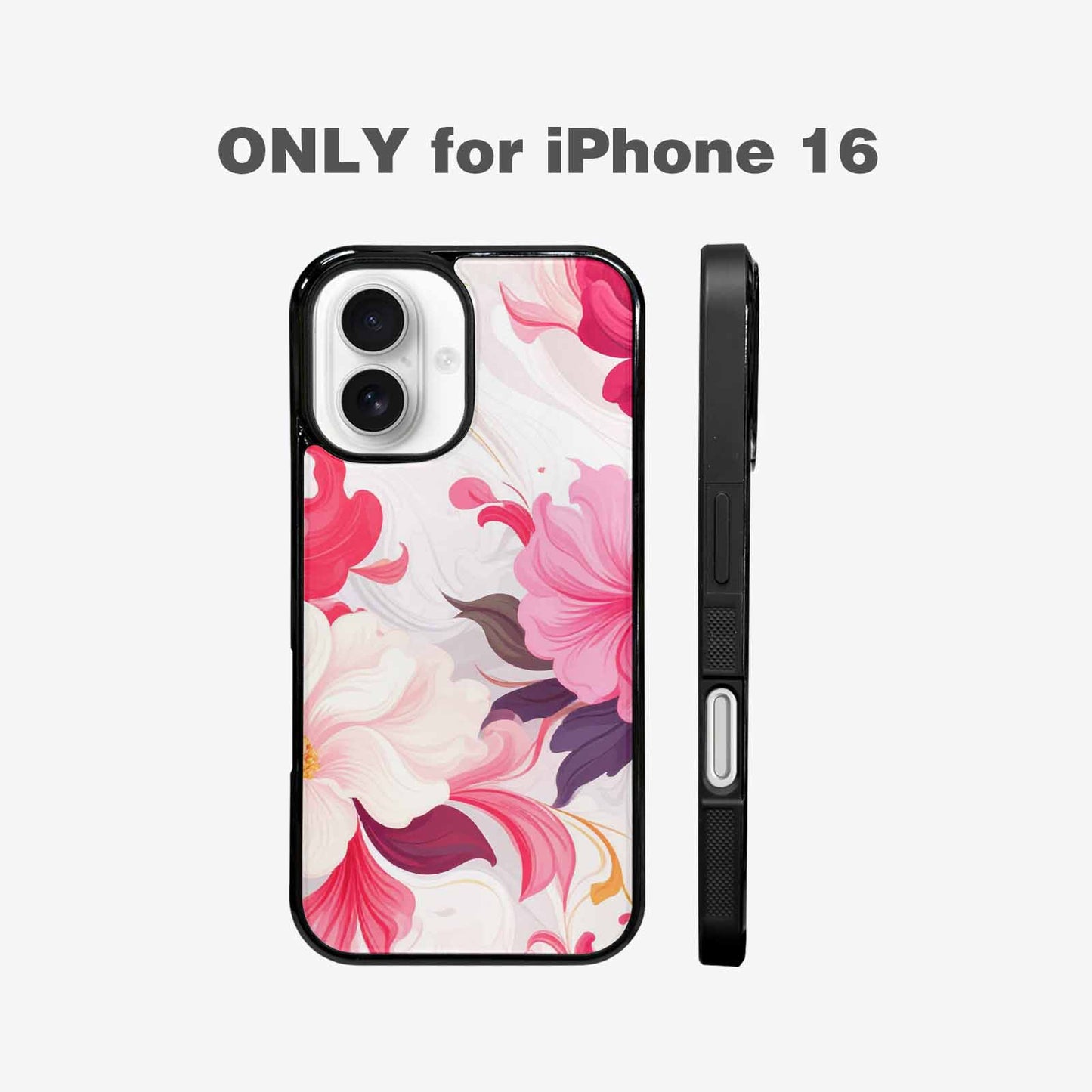 iPhone 16 Case — Marble Floral Custom Personalized Phone Cover, Custom Art Phone Cover