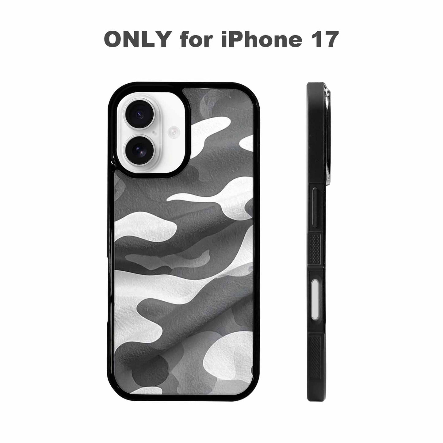 iPhone 17 Case — Grey Camo Print Camo, Custom Designed Case Cover
