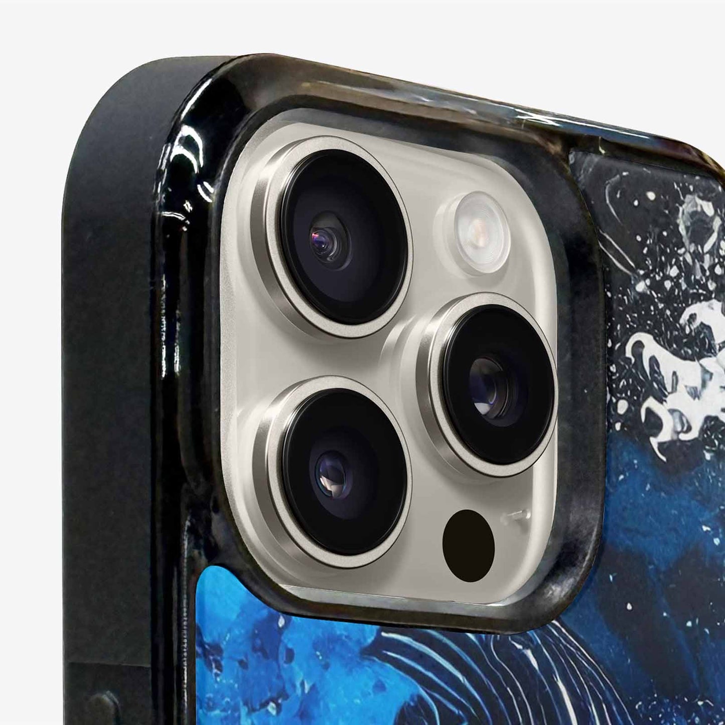 iPhone 16 Pro Max Case — Nautical Wave Black Blue Ink Wave, Custom Art Phone Cover