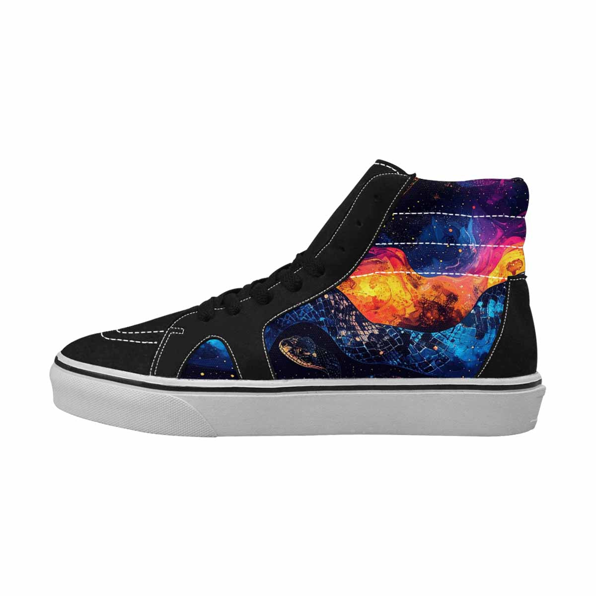 WOMEN'S Galaxy Snake Print High Top Canvas Grunge Custom Shoes
