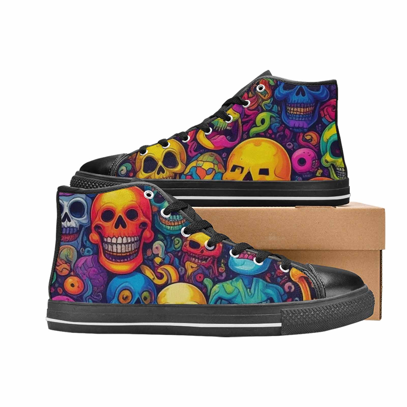 MEN'S Skeleton People Face High Top Canvas Dark Academia Sneakers