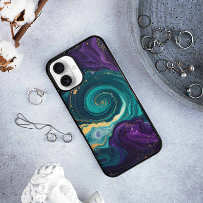 iPhone 16 Plus Case — Marbled Swirl Texture Blended With Galaxy, Custom Printed Phone Case