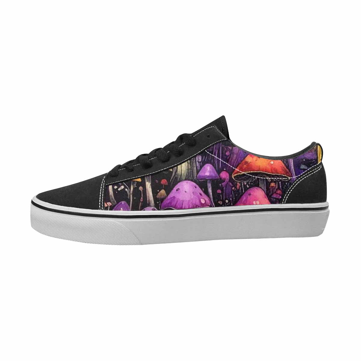 WOMEN'S Mushrooms Black & Purple Ink Canvas Custom Fashion Dreamcore Customized Sneakers