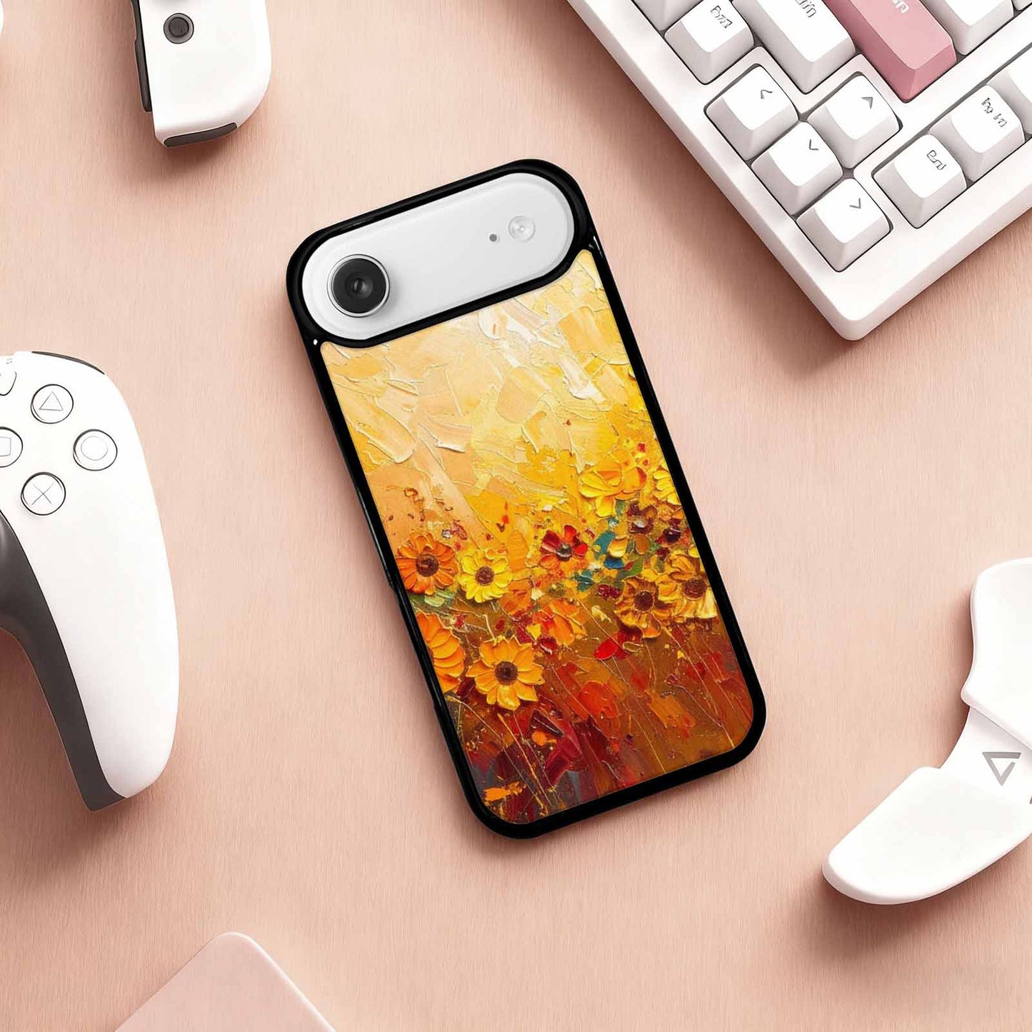 iPhone 17 Air Case — Impressionist Sunflower Brushstroke Pattern Hundreds Floral, Customized Protective Case