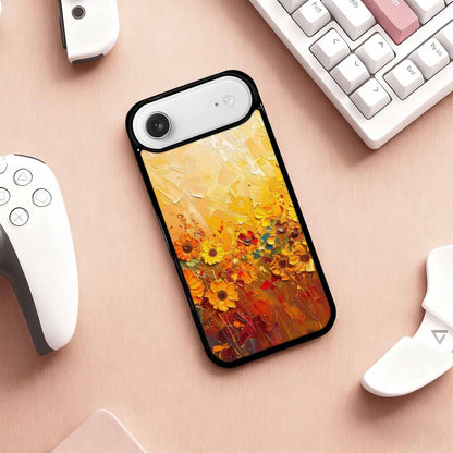 iPhone 17 Air Case — Impressionist Sunflower Brushstroke Pattern Hundreds Floral, Customized Protective Case