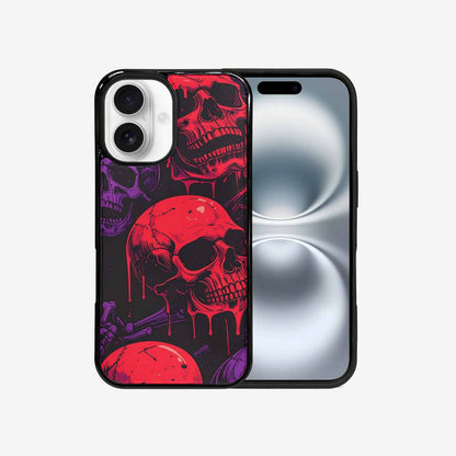 iPhone 16 Case — Red Purple Skeletons Neon Drip Melting, Custom Art Phone Cover