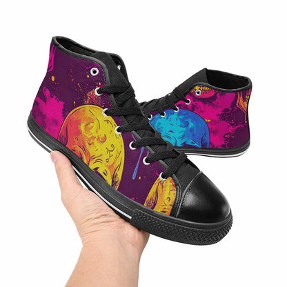 MEN'S Tie Dye Skulls Print High Top Canvas Aesthetic Shoes