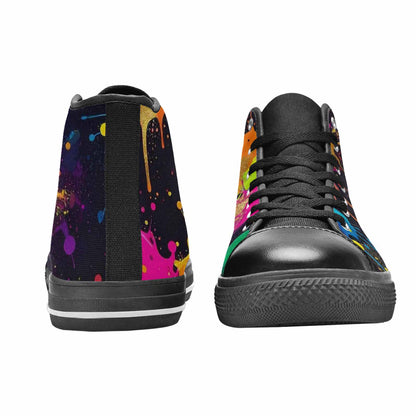 MEN'S Paint Splatter High Top Canvas Wallpaper Art Custom Sneakers