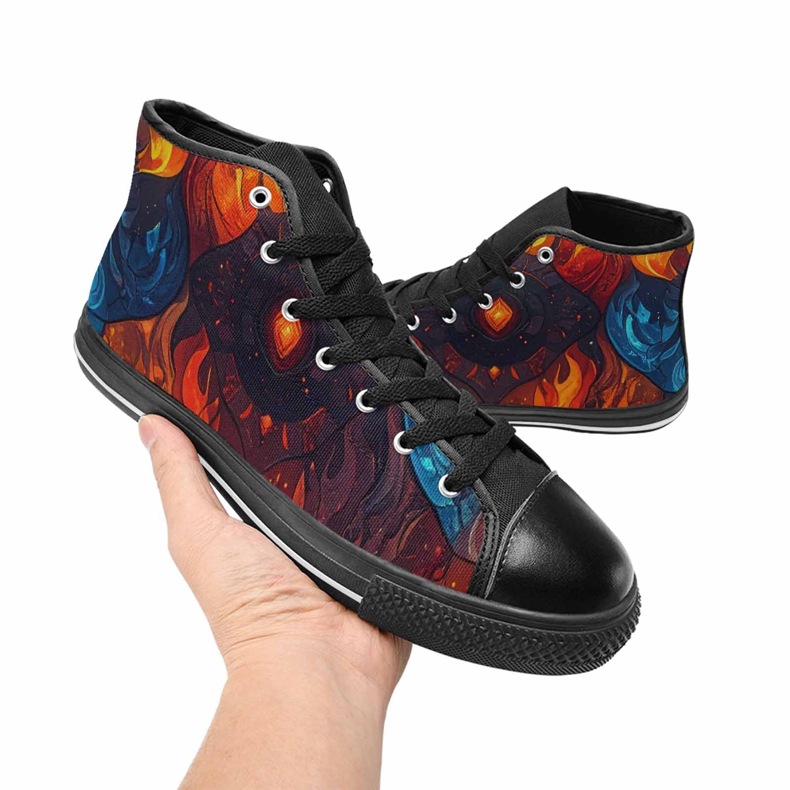 WOMEN'S Fire Flame High Top Canvas Grunge Shoes