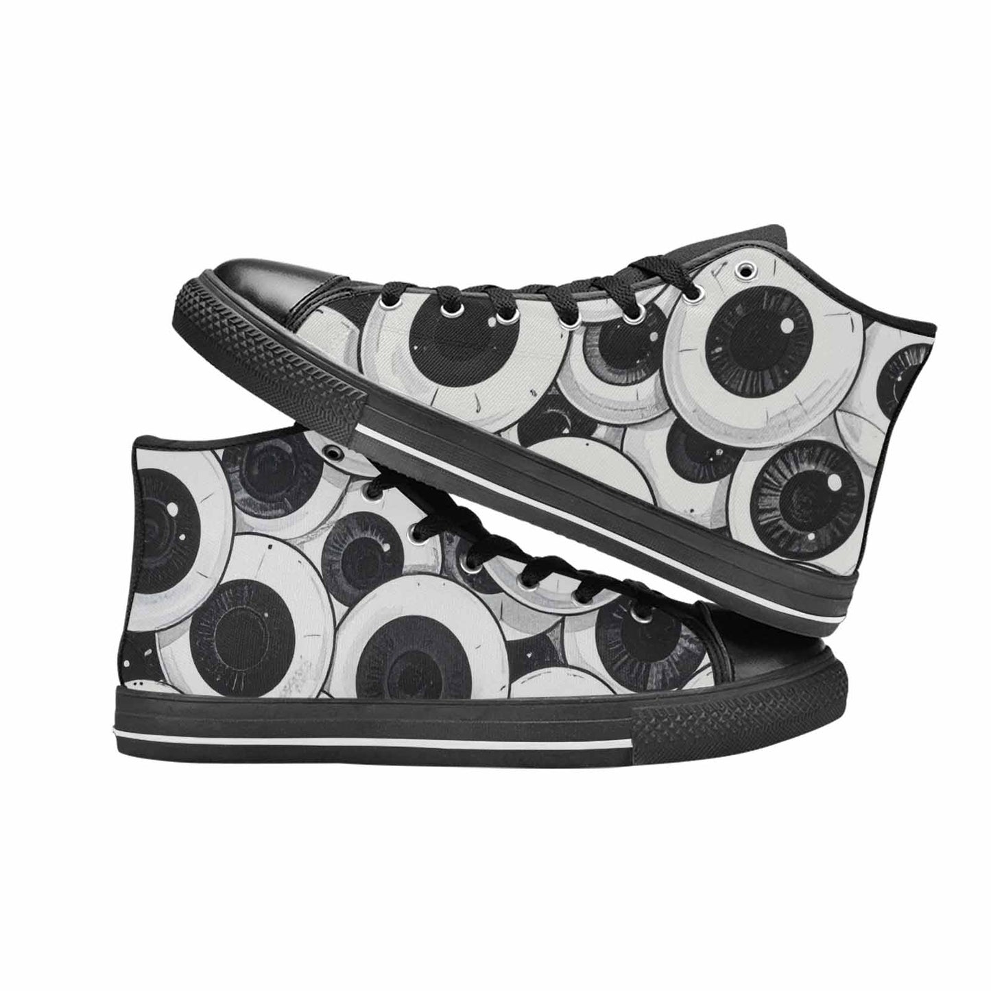 WOMEN'S Googly Cartoon Eyeballs High Top Canvas Neon Fantasy Shoes